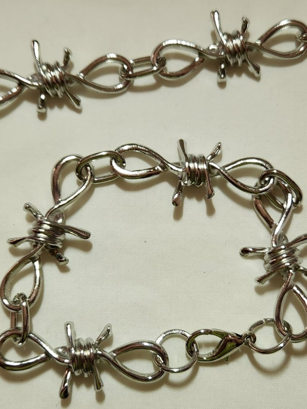 THREE FOR $20 Barbed wire necklace & bracelet silver tone unisex NIP